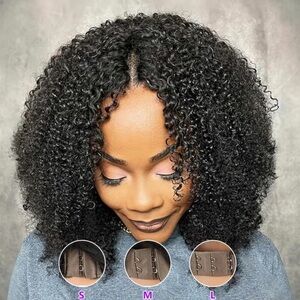 Afro Curly V Part Wig 3-IN-1 Easy Fit Wig Afro Kinky Human Ready To Go Protectiv
